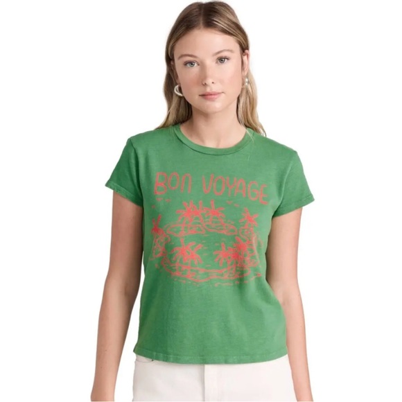 MOTHER • The Lil Sinful Bon Voyage Slub Jersey Short Sleeve Tee in Green - Picture 1 of 6